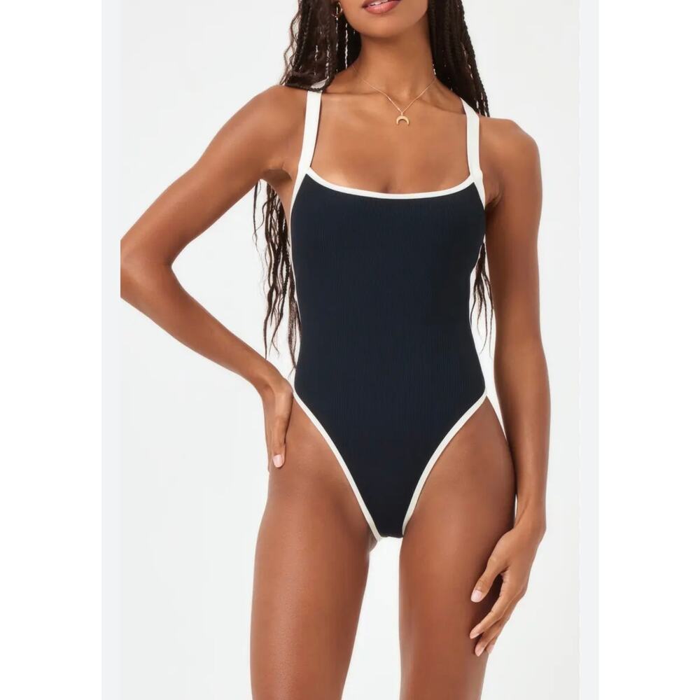 LSPACE Baewatch Colorblock Ribbed One-Piece Swimsuit Large (new)